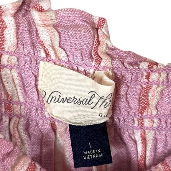 Universal Thread Pink and Red Striped Linen Blend Midi Dress, Size L, NWT - Picture 4 of 8